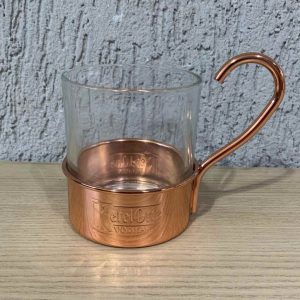 COPO EM VIDRO KETEL ONE COM SUPORTE EM BRONZE