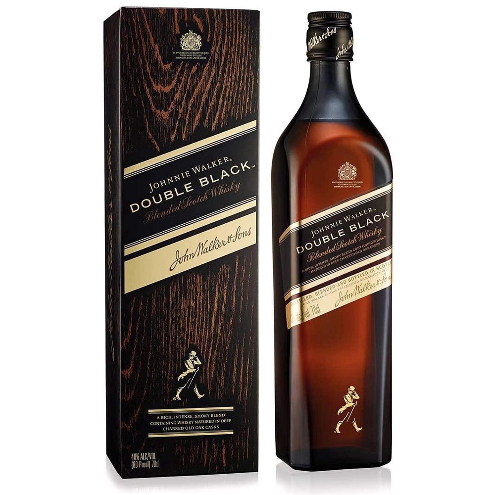 BEBIDA WHISKY JOHNNIE WALKER DOUBLE BLACK COM CARTUCHO DE 700ML